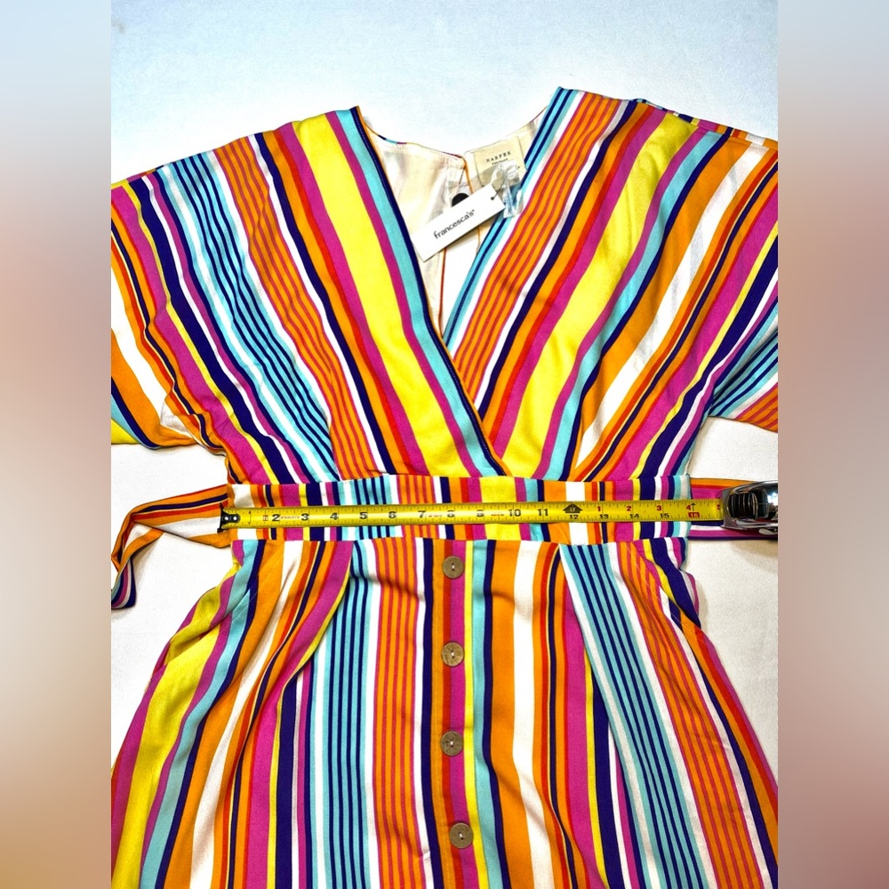 Maxi Dress Francesca's Harper Heritage Striped V-neck Colorful Festival Dress - Picture 11 of 17